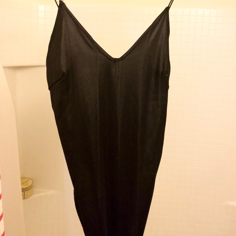 Black metallic body suit tank